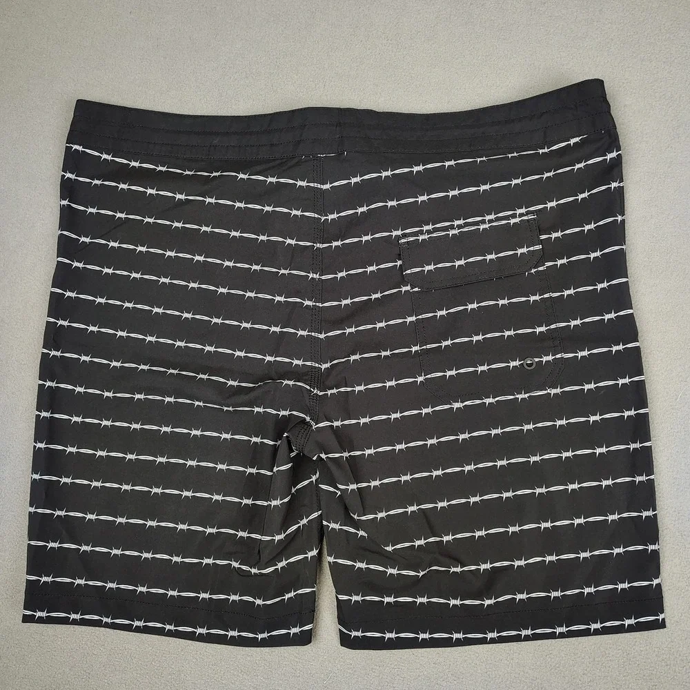 Rebel Reaper Board Shorts Swim Trunks Men 2XL Black Barb Wire Tattoo 8